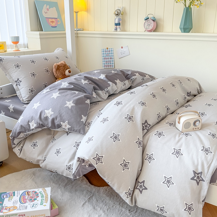 91家纺网 家纺一手货源 找家纺 鑫宇 2025新款全棉纯棉13372宽幅学生上下铺三件套 金吉星