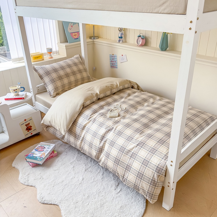 鑫宇 2025新款全棉纯棉13372宽幅学生上下铺三件套 美拉德