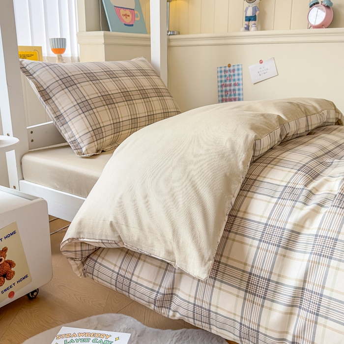 91家纺网 家纺一手货源 找家纺 鑫宇 2025新款全棉纯棉13372宽幅学生上下铺三件套 美拉德