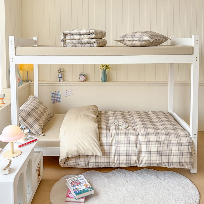 91家纺网 家纺一手货源 找家纺 鑫宇 2025新款全棉纯棉13372宽幅学生上下铺三件套 美拉德