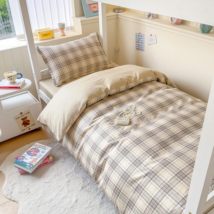 91家纺网 家纺一手货源 找家纺 鑫宇 2025新款全棉纯棉13372宽幅学生上下铺三件套 美拉德