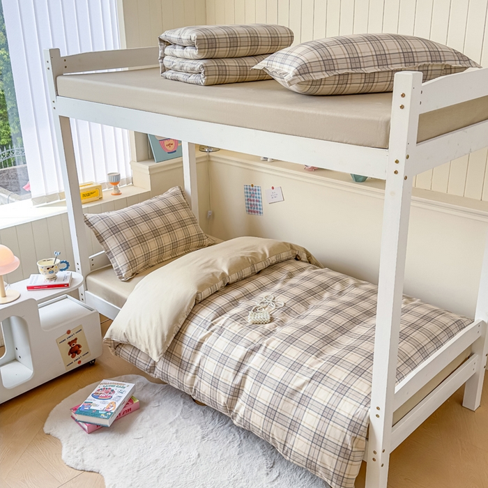 91家纺网 家纺一手货源 找家纺 鑫宇 2025新款全棉纯棉13372宽幅学生上下铺三件套 美拉德