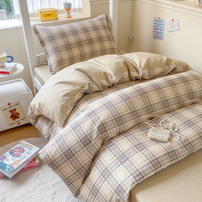 91家纺网 家纺一手货源 找家纺 鑫宇 2025新款全棉纯棉13372宽幅学生上下铺三件套 美拉德