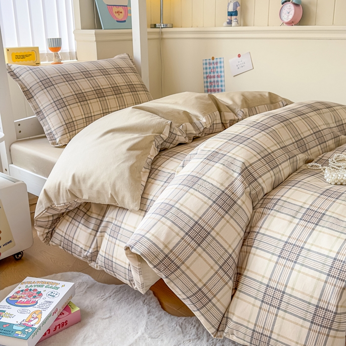 91家纺网 家纺一手货源 找家纺 鑫宇 2025新款全棉纯棉13372宽幅学生上下铺三件套 美拉德