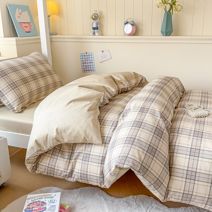 91家纺网 家纺一手货源 找家纺 鑫宇 2025新款全棉纯棉13372宽幅学生上下铺三件套 美拉德