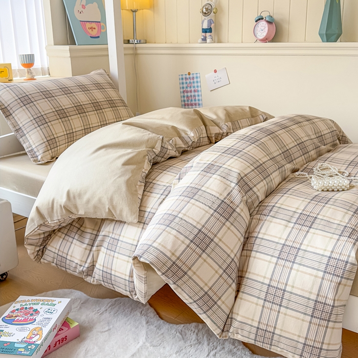 91家纺网 家纺一手货源 找家纺 鑫宇 2025新款全棉纯棉13372宽幅学生上下铺三件套 美拉德