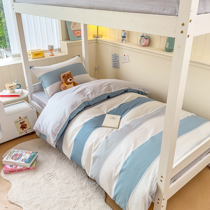 鑫宇 2025新款全棉纯棉13372宽幅学生上下铺三件套 迷人线条