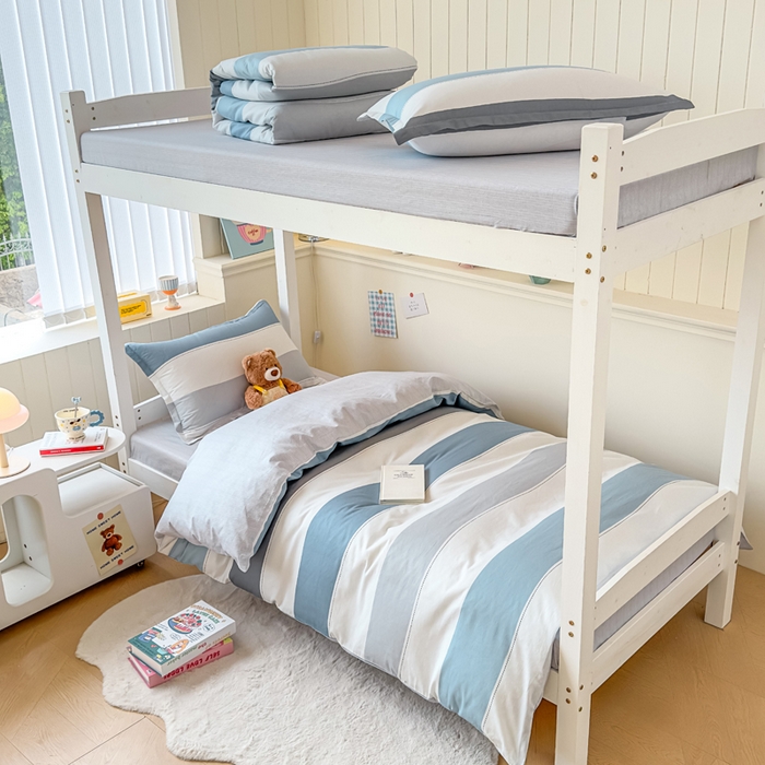 91家纺网 家纺一手货源 找家纺 鑫宇 2025新款全棉纯棉13372宽幅学生上下铺三件套 迷人线条