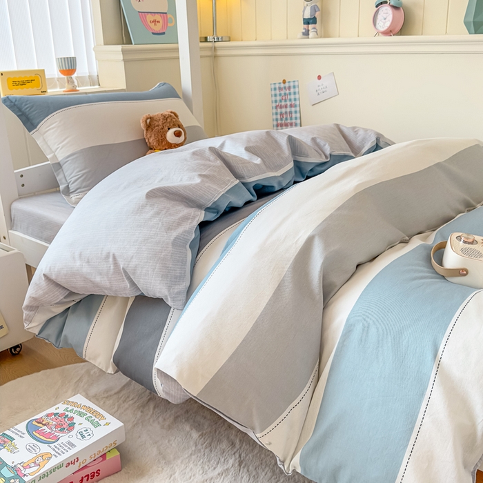 91家纺网 家纺一手货源 找家纺 鑫宇 2025新款全棉纯棉13372宽幅学生上下铺三件套 迷人线条