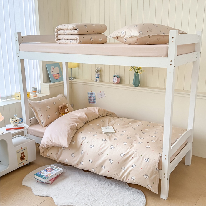 91家纺网 家纺一手货源 找家纺 鑫宇 2025新款全棉纯棉13372宽幅学生上下铺三件套 米菲