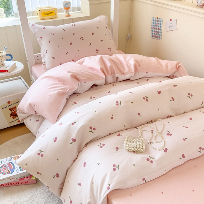 91家纺网 家纺一手货源 找家纺 鑫宇 2025新款全棉纯棉13372宽幅学生上下铺三件套 蜜果