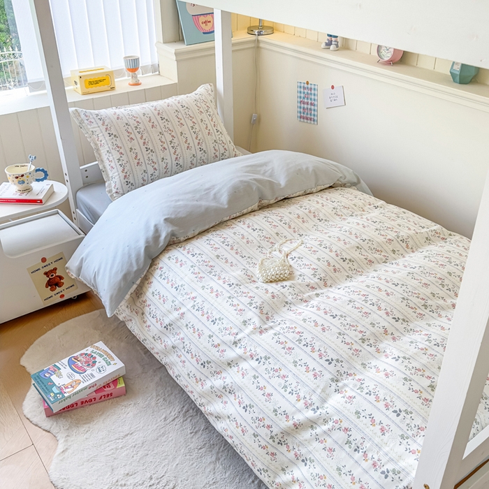 91家纺网 家纺一手货源 找家纺 鑫宇 2025新款全棉纯棉13372宽幅学生上下铺三件套 暮染轻纱