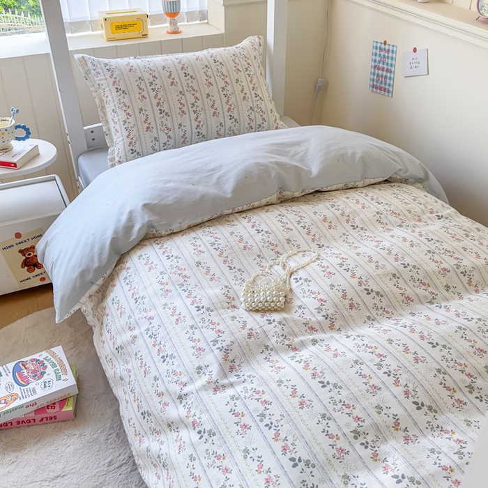 91家纺网 家纺一手货源 找家纺 鑫宇 2025新款全棉纯棉13372宽幅学生上下铺三件套 暮染轻纱