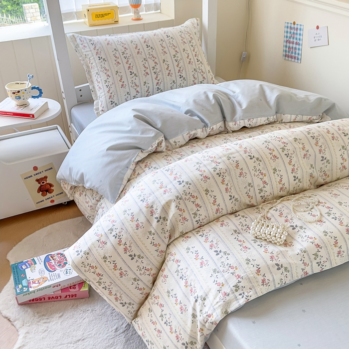 91家纺网 家纺一手货源 找家纺 鑫宇 2025新款全棉纯棉13372宽幅学生上下铺三件套 暮染轻纱