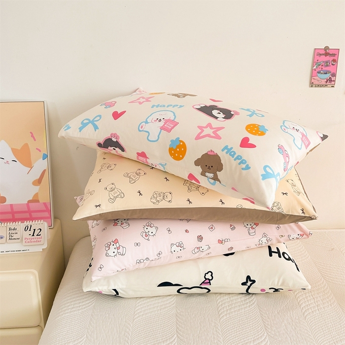 91家纺网 家纺一手货源 找家纺 （总）多品2025新款宿舍卡通ins风水洗棉枕套