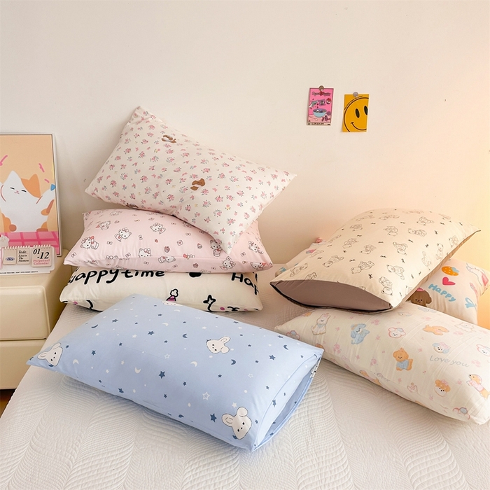 91家纺网 家纺一手货源 找家纺 （总）多品2025新款宿舍卡通ins风水洗棉枕套