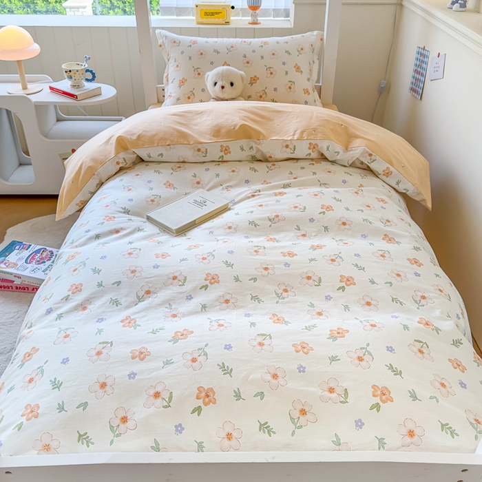 91家纺网 家纺一手货源 找家纺 鑫宇 2025新款全棉纯棉13372宽幅学生上下铺三件套 那朵花开