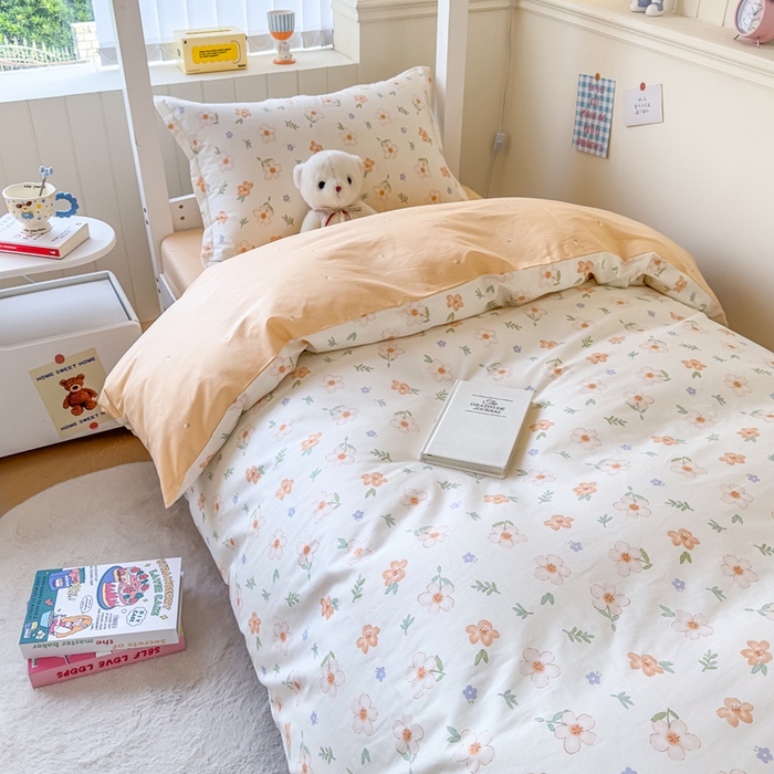 91家纺网 家纺一手货源 找家纺 鑫宇 2025新款全棉纯棉13372宽幅学生上下铺三件套 那朵花开