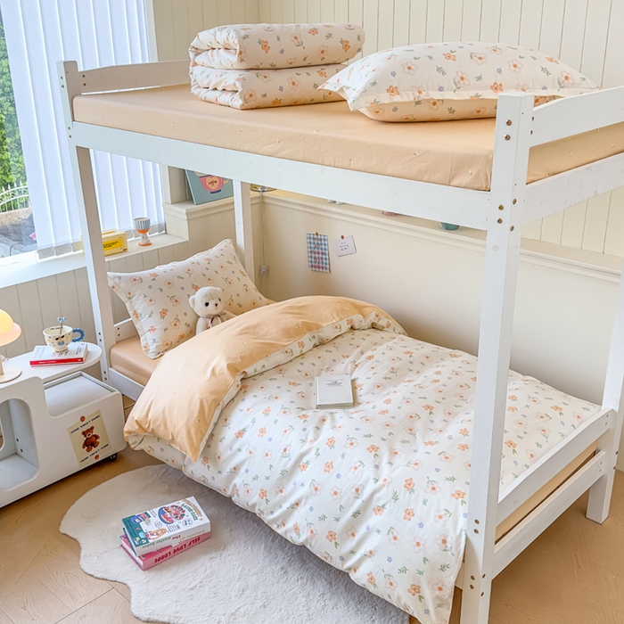 91家纺网 家纺一手货源 找家纺 鑫宇 2025新款全棉纯棉13372宽幅学生上下铺三件套 那朵花开