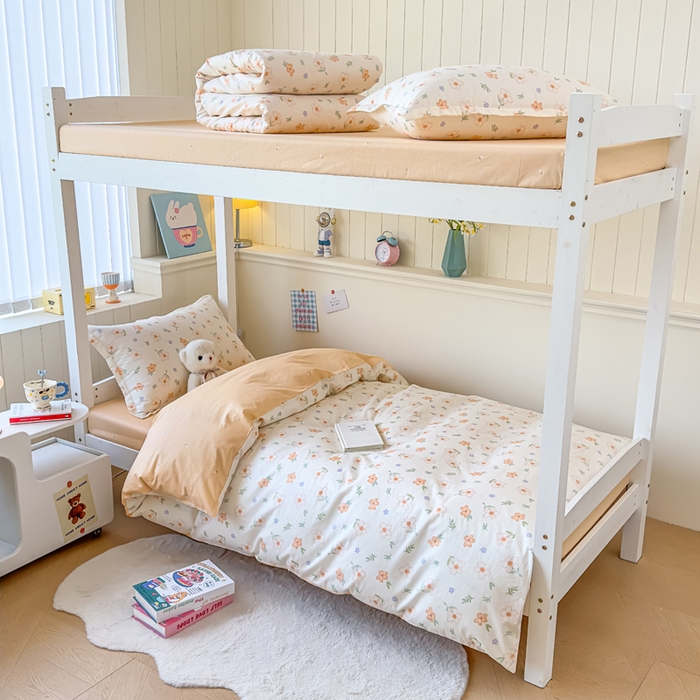 91家纺网 家纺一手货源 找家纺 鑫宇 2025新款全棉纯棉13372宽幅学生上下铺三件套 那朵花开