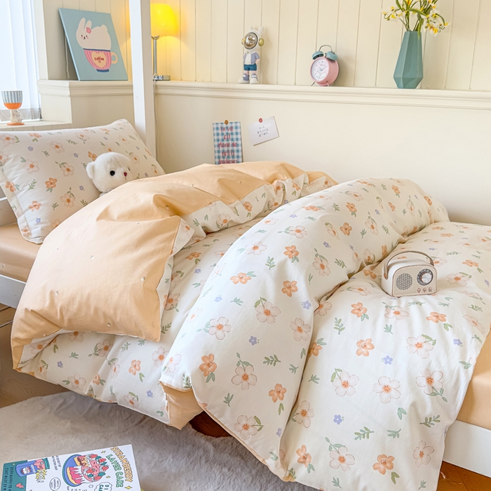 91家纺网 家纺一手货源 找家纺 鑫宇 2025新款全棉纯棉13372宽幅学生上下铺三件套 那朵花开