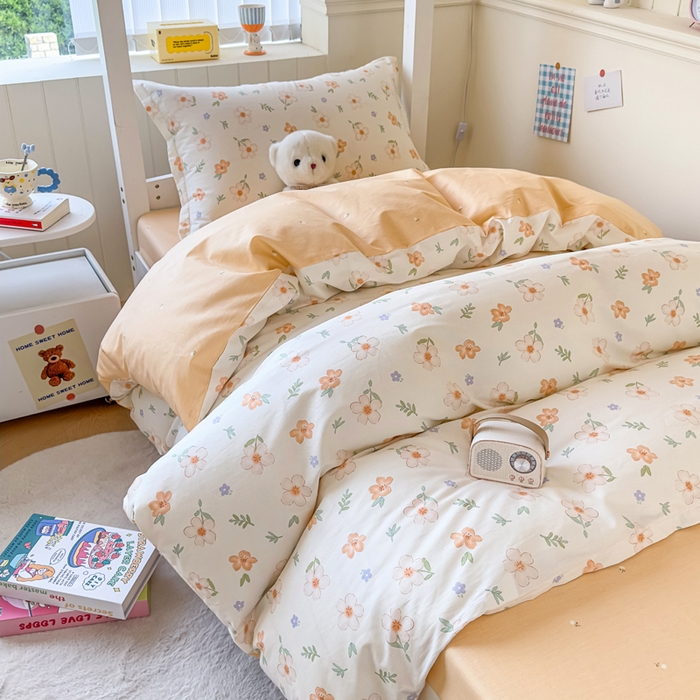 91家纺网 家纺一手货源 找家纺 鑫宇 2025新款全棉纯棉13372宽幅学生上下铺三件套 那朵花开