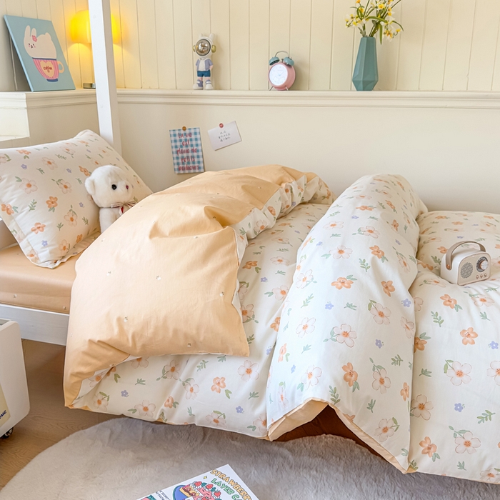 91家纺网 家纺一手货源 找家纺 鑫宇 2025新款全棉纯棉13372宽幅学生上下铺三件套 那朵花开