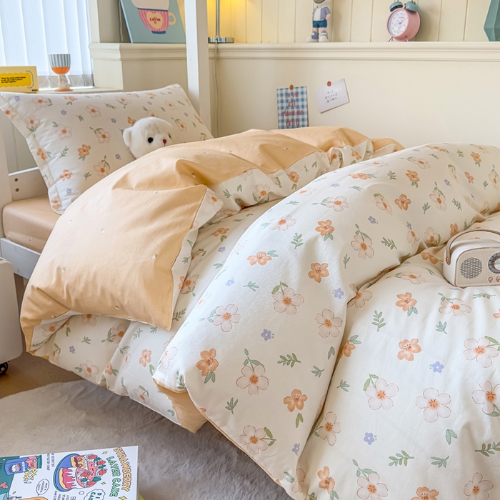 91家纺网 家纺一手货源 找家纺 鑫宇 2025新款全棉纯棉13372宽幅学生上下铺三件套 那朵花开