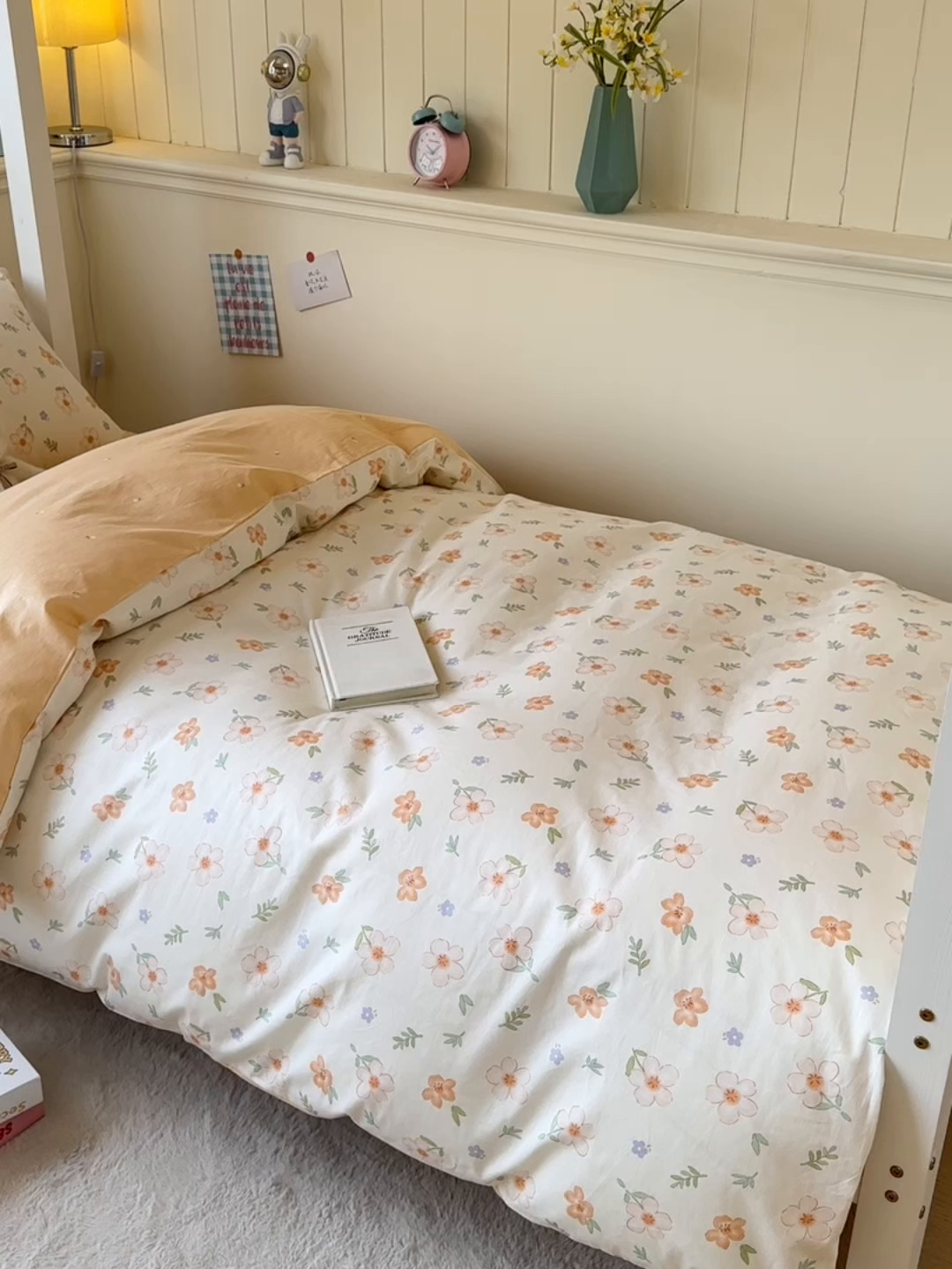 91家纺网 家纺一手货源 找家纺 鑫宇 2025新款全棉纯棉13372宽幅学生上下铺三件套 那朵花开