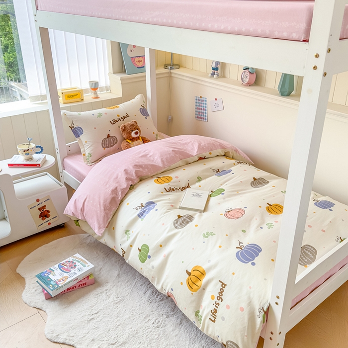 鑫宇 2025新款全棉纯棉13372宽幅学生上下铺三件套 南瓜派对