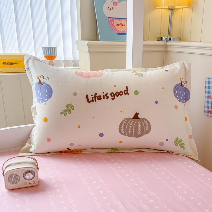 91家纺网 家纺一手货源 找家纺 鑫宇 2025新款全棉纯棉13372宽幅学生上下铺三件套 南瓜派对