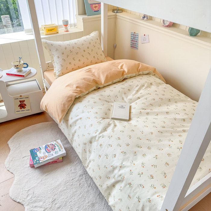 91家纺网 家纺一手货源 找家纺 鑫宇 2025新款全棉纯棉13372宽幅学生上下铺三件套 浅浅花样