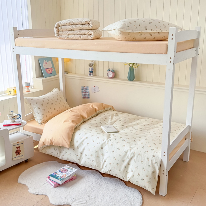 91家纺网 家纺一手货源 找家纺 鑫宇 2025新款全棉纯棉13372宽幅学生上下铺三件套 浅浅花样