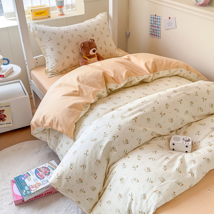 91家纺网 家纺一手货源 找家纺 鑫宇 2025新款全棉纯棉13372宽幅学生上下铺三件套 浅浅花样