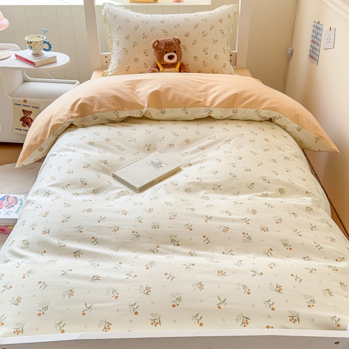 91家纺网 家纺一手货源 找家纺 鑫宇 2025新款全棉纯棉13372宽幅学生上下铺三件套 浅浅花样