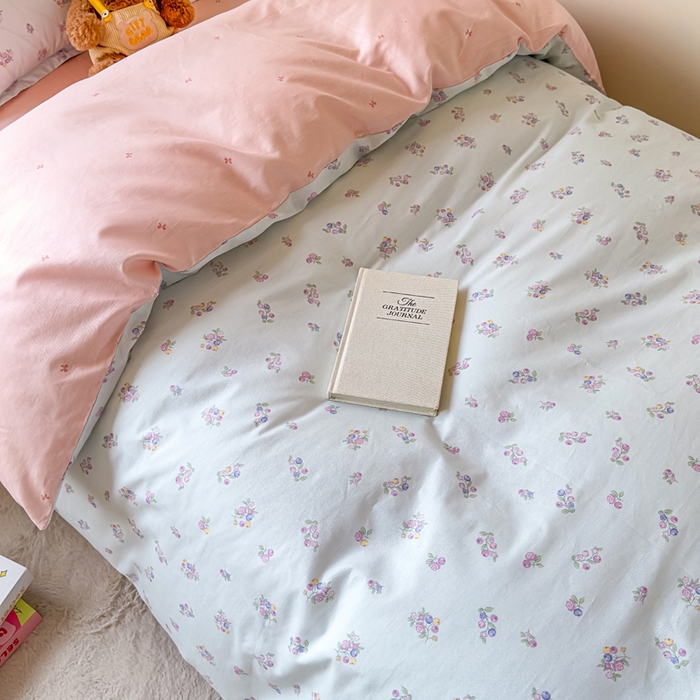 91家纺网 家纺一手货源 找家纺 鑫宇 2025新款全棉纯棉13372宽幅学生上下铺三件套 清风花夏