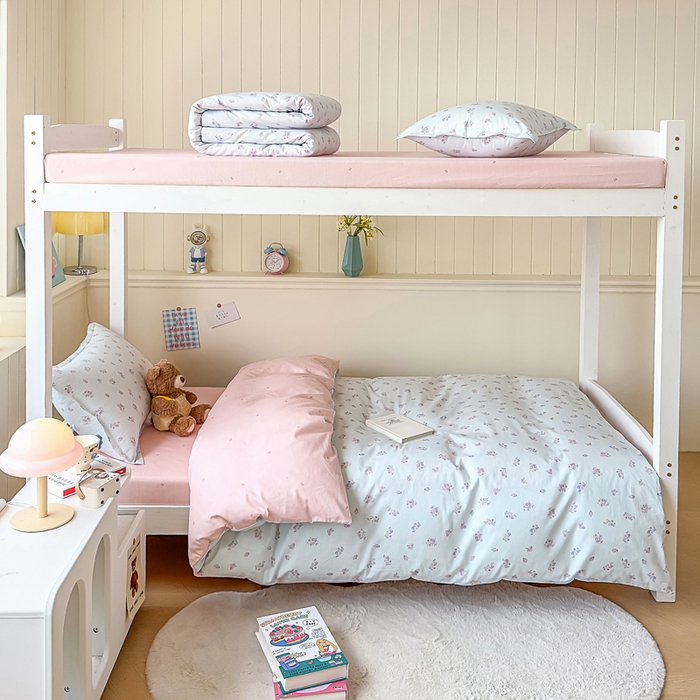 91家纺网 家纺一手货源 找家纺 鑫宇 2025新款全棉纯棉13372宽幅学生上下铺三件套 清风花夏