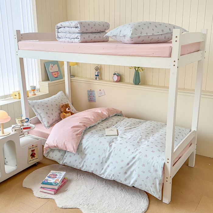 91家纺网 家纺一手货源 找家纺 鑫宇 2025新款全棉纯棉13372宽幅学生上下铺三件套 清风花夏