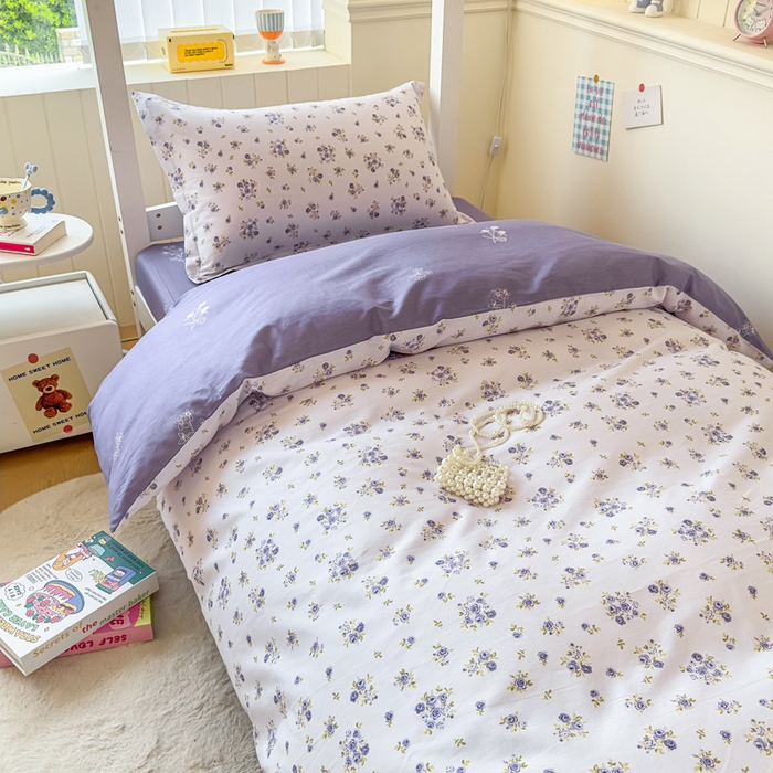 91家纺网 家纺一手货源 找家纺 鑫宇 2025新款全棉纯棉13372宽幅学生上下铺三件套 清风若凡