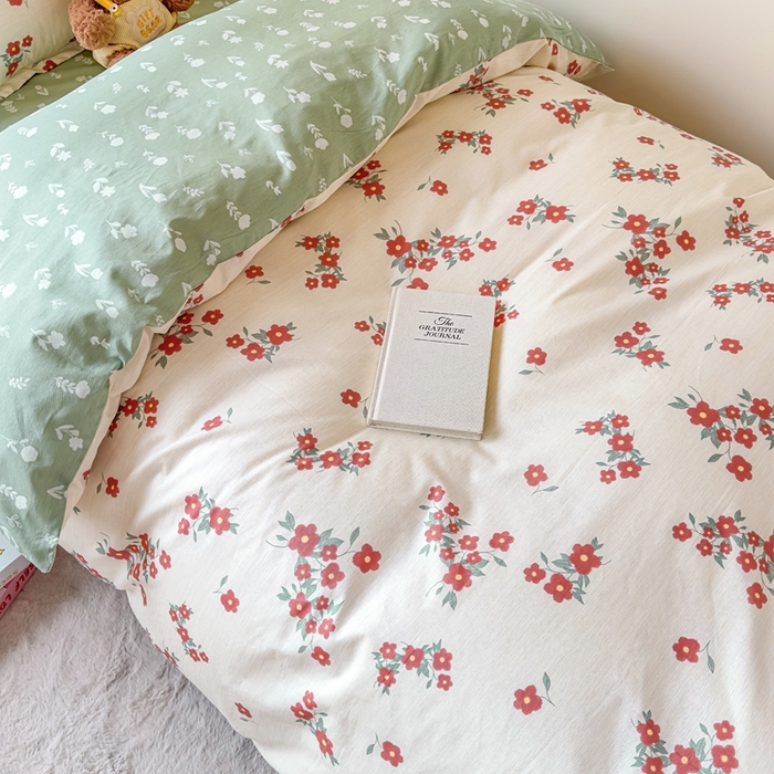 91家纺网 家纺一手货源 找家纺 鑫宇 2025新款全棉纯棉13372宽幅学生上下铺三件套 清风细语