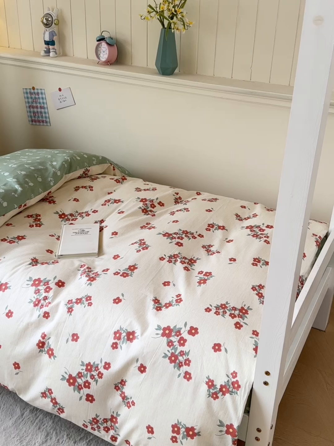 91家纺网 家纺一手货源 找家纺 鑫宇 2025新款全棉纯棉13372宽幅学生上下铺三件套 清风细语