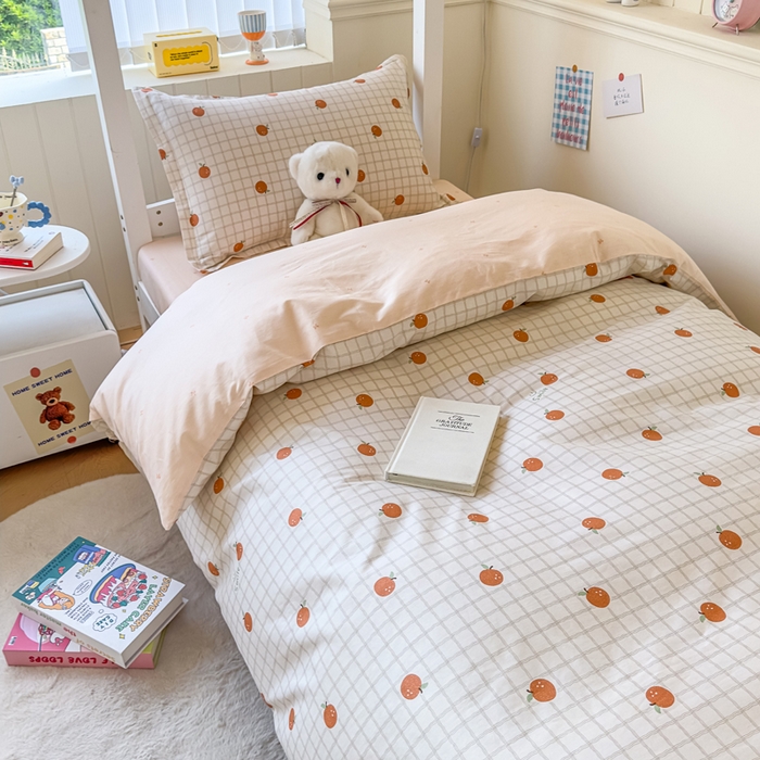 91家纺网 家纺一手货源 找家纺 鑫宇 2025新款全棉纯棉13372宽幅学生上下铺三件套 秋实