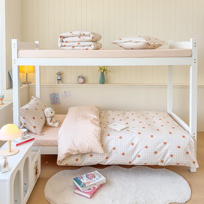 91家纺网 家纺一手货源 找家纺 鑫宇 2025新款全棉纯棉13372宽幅学生上下铺三件套 秋实