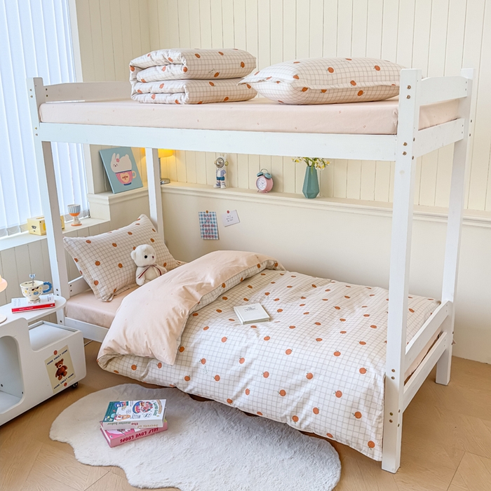 91家纺网 家纺一手货源 找家纺 鑫宇 2025新款全棉纯棉13372宽幅学生上下铺三件套 秋实