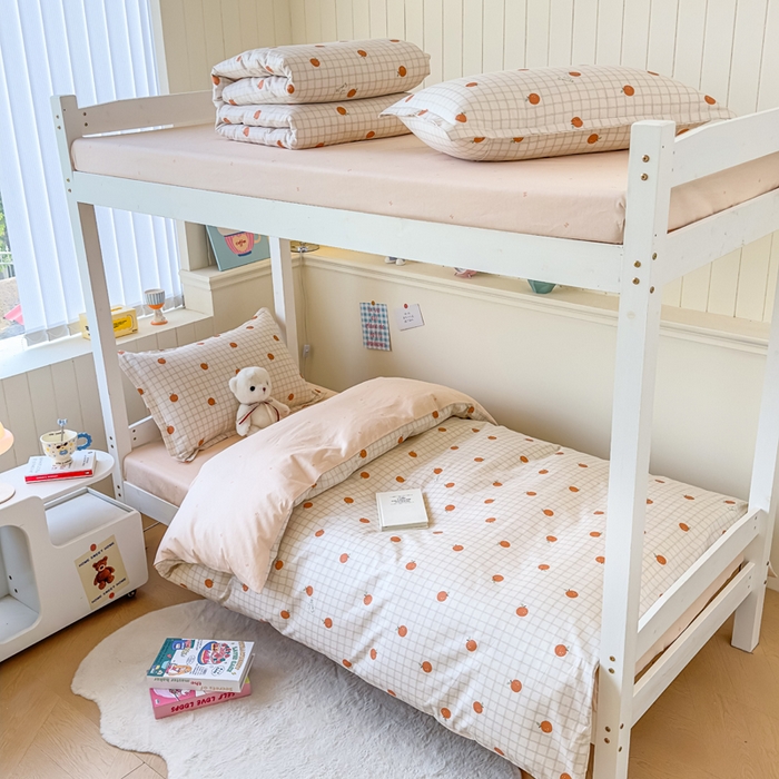 91家纺网 家纺一手货源 找家纺 鑫宇 2025新款全棉纯棉13372宽幅学生上下铺三件套 秋实