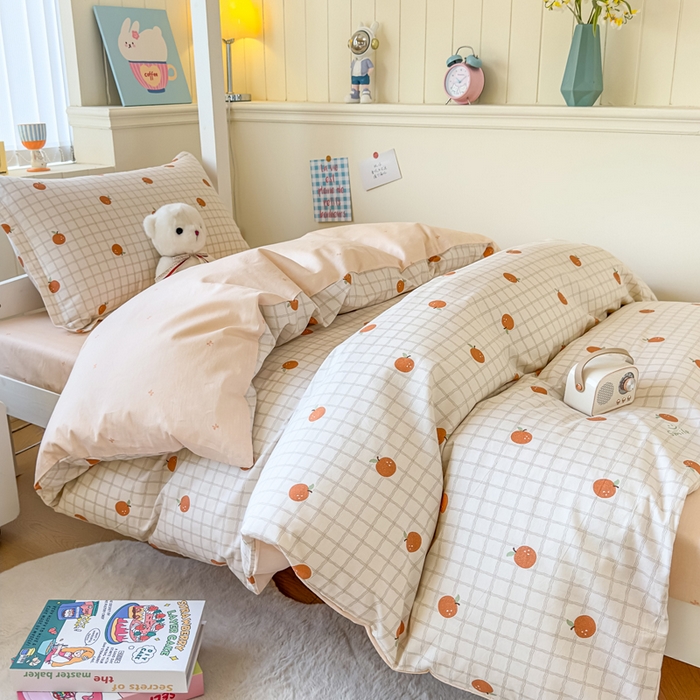 91家纺网 家纺一手货源 找家纺 鑫宇 2025新款全棉纯棉13372宽幅学生上下铺三件套 秋实