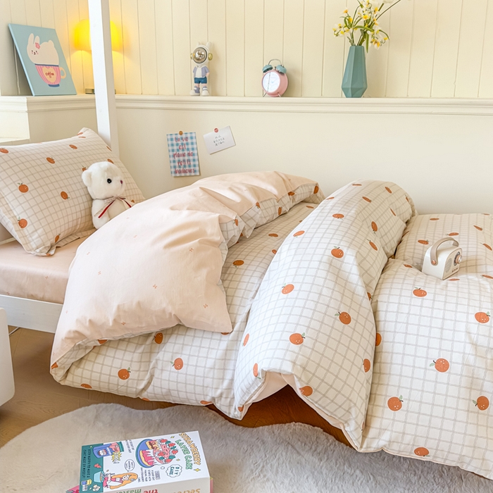 91家纺网 家纺一手货源 找家纺 鑫宇 2025新款全棉纯棉13372宽幅学生上下铺三件套 秋实