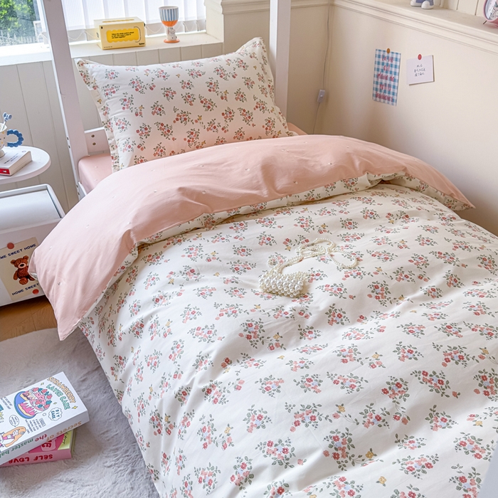 91家纺网 家纺一手货源 找家纺 鑫宇 2025新款全棉纯棉13372宽幅学生上下铺三件套 素寻