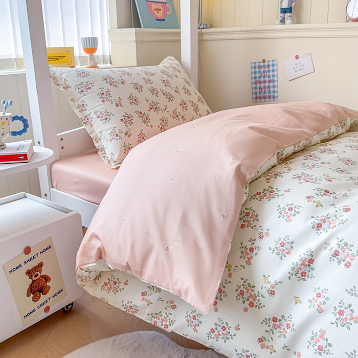 91家纺网 家纺一手货源 找家纺 鑫宇 2025新款全棉纯棉13372宽幅学生上下铺三件套 素寻