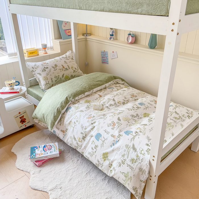 91家纺网 家纺一手货源 找家纺 鑫宇 2025新款全棉纯棉13372宽幅学生上下铺三件套 童话故事